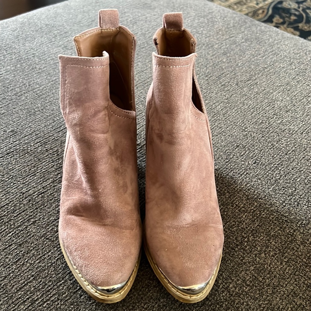 Rose colored ankle boots